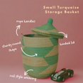 thumbnail image 2 of Small Turquoise Wicker Basket, 2 of 6