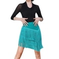 thumbnail image 3 of YM YOUMU Women Asymmetry Tassel Latin Dance Skirt Split Leg Fringe Skirt for Ballroom Tango Salsa Practice, 3 of 4