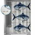thumbnail image 4 of Marine Life Shower Curtain, 48" x 72", Vintage Blue Tuna Oil Painting Wood Texture Waterproof Bathroom Curtain Washable Shower Curtain Set with 12 Hooks, 4 of 6