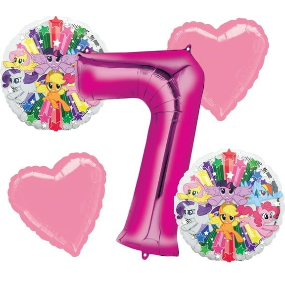 My Little Pony Balloon Bouquet 5 pc, 7th Birthday Party Supplies
