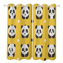 Cute Panda Blackout Curtains for Bedroom Curtains Insulated Room Darkening Window Drapes for Living Room