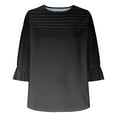 thumbnail image 3 of Plebaso Womens Summer Tops Ruffle 3/4 Length Sleeve Round Neck Shirts Pleated Casual Loose Tunic Blouses, 3 of 6
