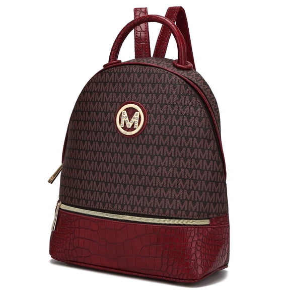 MKF Collection Denice Signature Women Backpack, Bookbag Purse Handbag Fashion Travel Daypack Bag by Mia K - Red