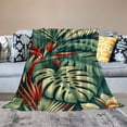 thumbnail image 2 of JRXY Hawaiian Tropical Plants Palm Beautiful Leaf Flannel Fleece Blanket White, 2 of 6