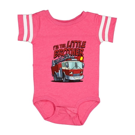 

Inktastic Little Brother Fire Truck Gift Baby Boy Bodysuit