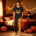 thumbnail image 2 of Matching Halloween Pajamas Set for Whole Family, Breathable Long Sleeve Halloween Family Pajamas with Flame Jack-o'-lantern Print, Fun Family Halloween Pajama Set Party, 2 of 7