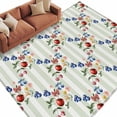 thumbnail image 2 of Red Cherry Blueberry Washable Area Rug 8 x 10 ft Country Farmhouse Flower Leaf Green Stripe, Soft Non Slip Rugs Stain Repellent Indoor Felt Carpet for Living Dining Room Bedroom Home Office, 2 of 9