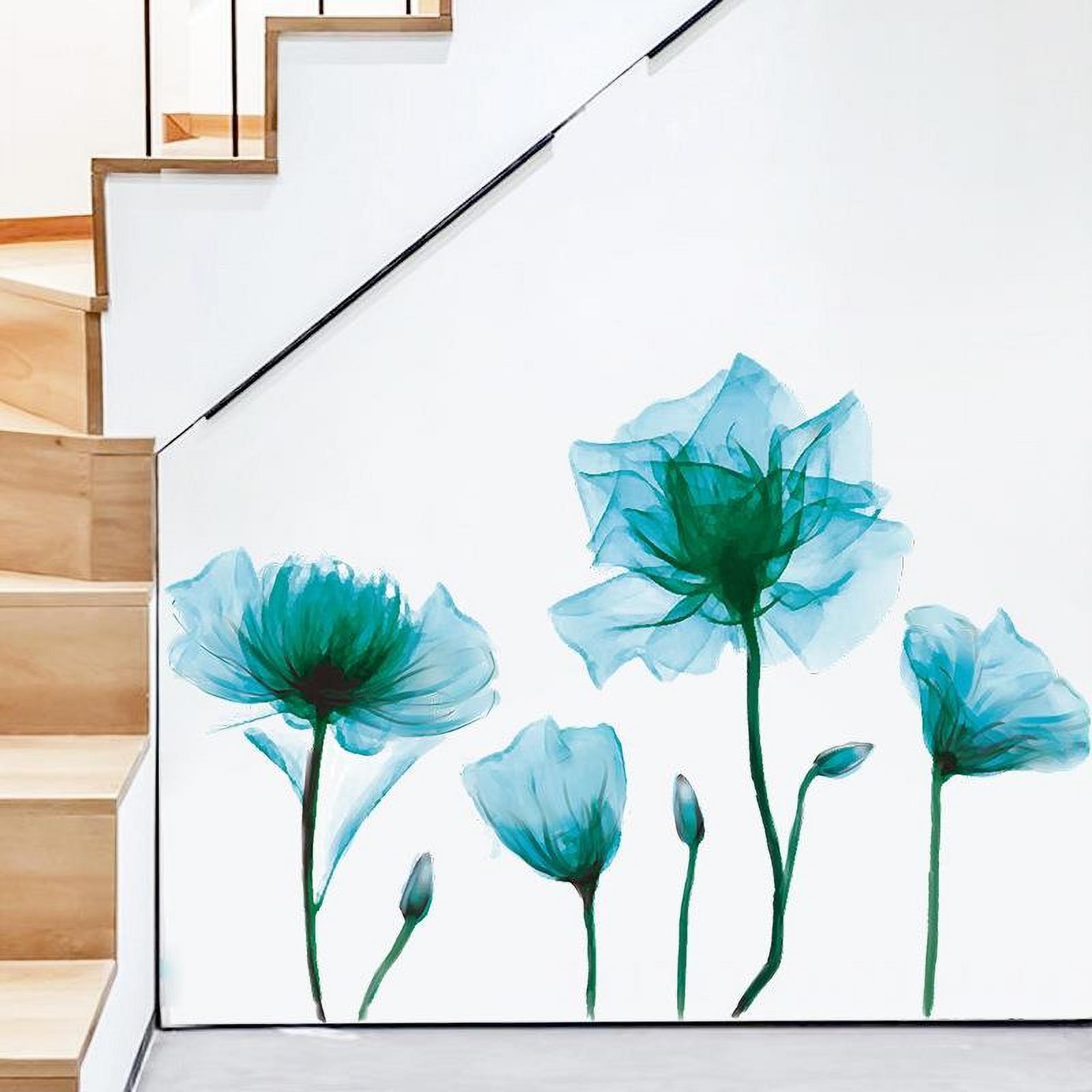 Blue Flower Wall Decals Wall Stickers Peel and Stick Removable Decal