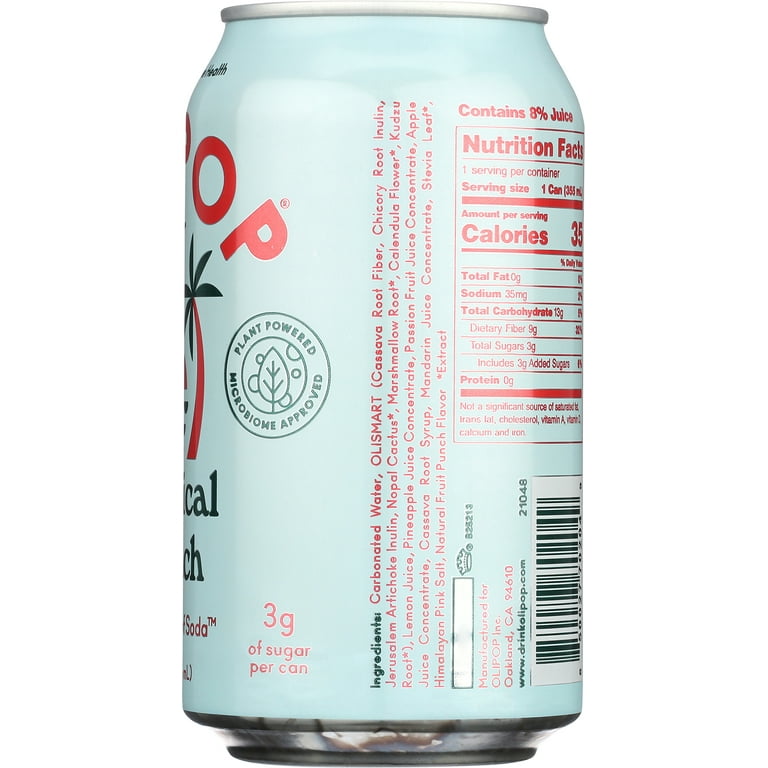 OLIPOP Prebiotic Soda, Tropical Punch, 12 fl oz, 12 Pack