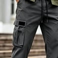 thumbnail image 4 of Mifsaly Mens Cargo Pants with Multi Pockets Elastic Waist Drawstring Utility Work Trousers Comfortable Relaxed Fit Outdoor Hiking Training Bottoms, 4 of 5
