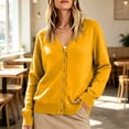 thumbnail image 2 of Leidass Women V Neck Button Front Knit Cardigan Long Sleeve Ribbed Trim Relaxed Fit Solid Casual Sweater Ginger S, 2 of 4