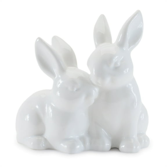 Melrose International Double Bunny (Set of 4) 4"H Ceramic