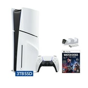 PlayStation 5 Slim Disc 3TB SSD Edition Bundle with Watch Dogs Legions and C-Gamers Dual-Controller Charger - PS5, White