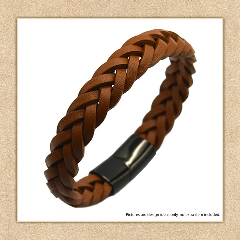 Flat Braided Genuine Leather Cord 12.5x6 mm 1.1 Yard Real Leather String for Making Bracelets Jewelry Belt and DIY Projects Handmade 3 Ply