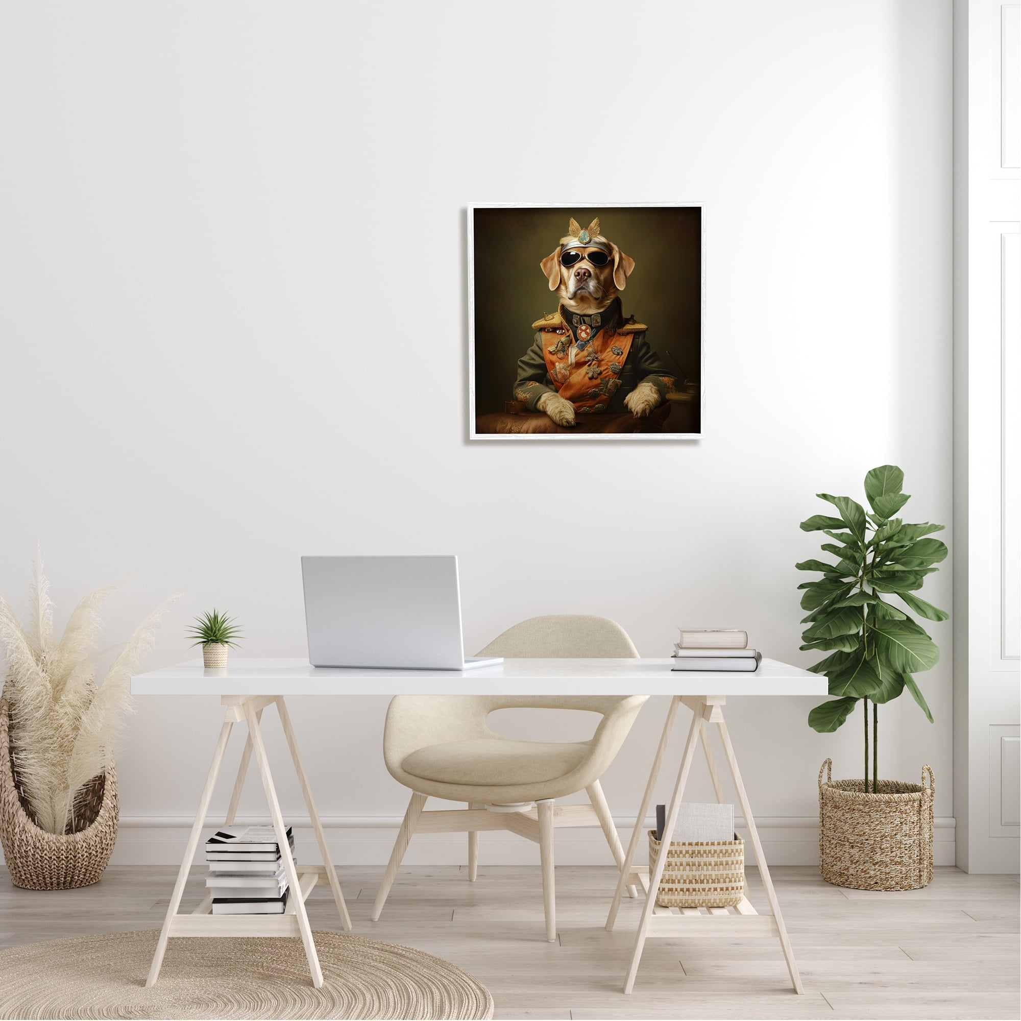 Stupell Industries Dog in Vintage Vest Animals & Insects Painting White Framed Art Print Wall Art, 24 x 24