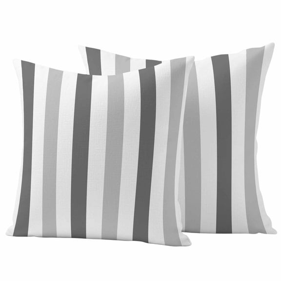 Grey Striped Outdoor Waterproof Pillow Covers, Minimalist Farmhouse Stripe Decorative Square Throw Pillowcase Sofa Cushion Sham for Patio/Couch/Chair, 24"x24" 2 Pack