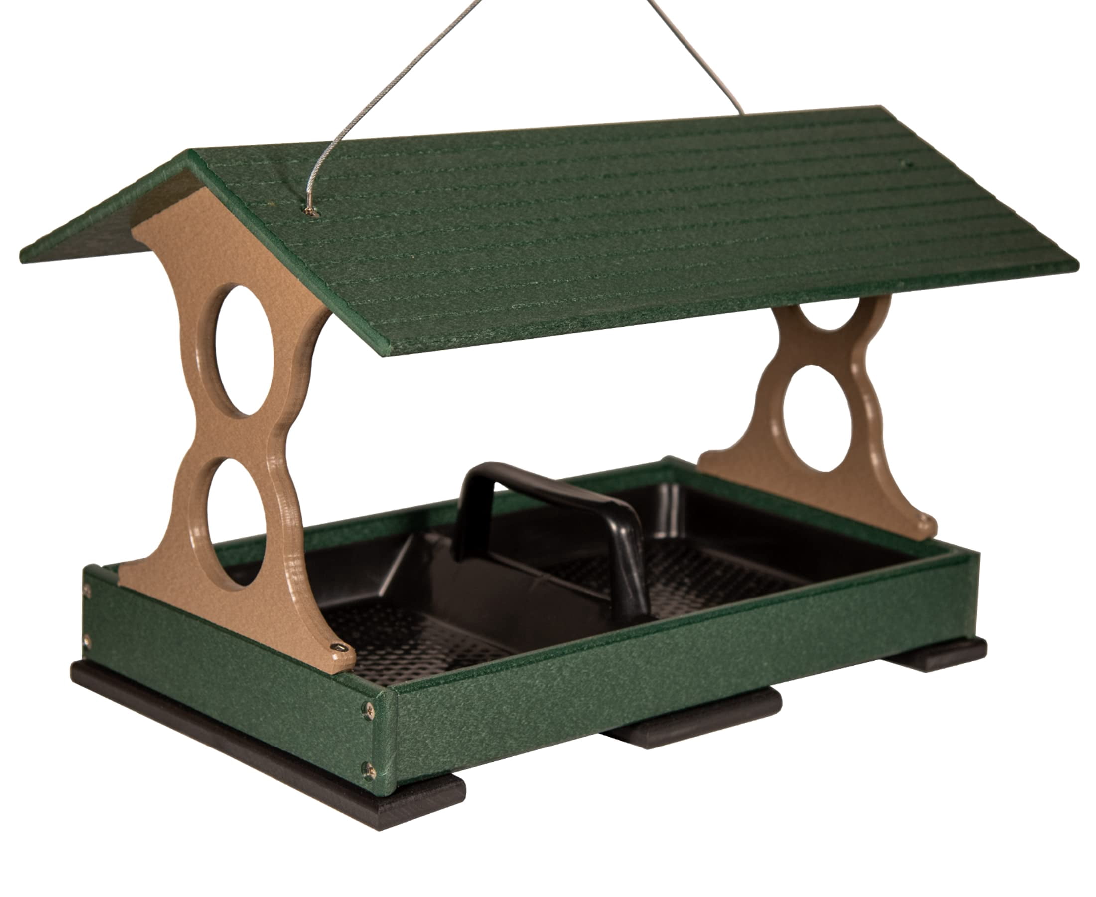 JCs Wildlife Large Fly Thru Bird Feeder (Green and Tan, Feeder Only)