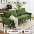 thumbnail image 2 of 88" Loveseat Sofa, Comfy Green Corduroy - Modern Oversized Love Seat with Tool-Free Setup - Ideal for Living Room, Bedroom, Office, 2 of 8