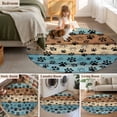 thumbnail image 5 of Round Area Rug 3 Ft, Light Blue Brown Washable Non-Slip Circle Carpet for Living Room/Bedroom, Rustic Farmhouse Dog Paw Vintage Low-Profile Small Floor Mats Collection Rugs for Indoor, 5 of 7