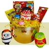 Happy Easter Basket Pre-Filled Surprise Mega Jumbo Golden Egg w/ Red Titan Gus Combo Panda Plush Doll Toy Candies & Reusable Iridescent Plastic Egg-Shaped Container Spring Party Favors (Contents Vary)