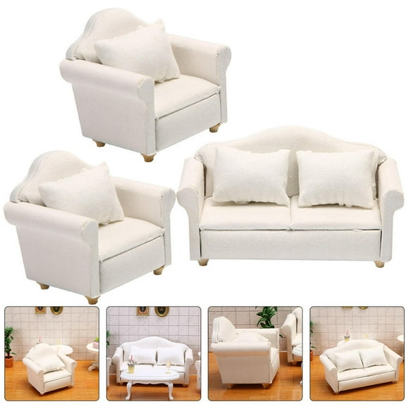 IFANLANDOR 1 Ensemble de Meubles de Petite Maison en Tissu Blanc Cadeau pour les Membres de la Famille