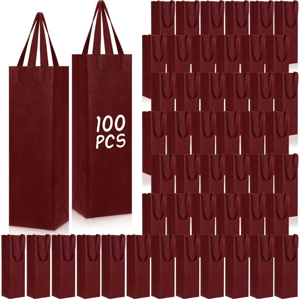 Bolsas de regalo para vino Windyun, 100 unidades, reutilizables, 35 x 9 x 10 cm