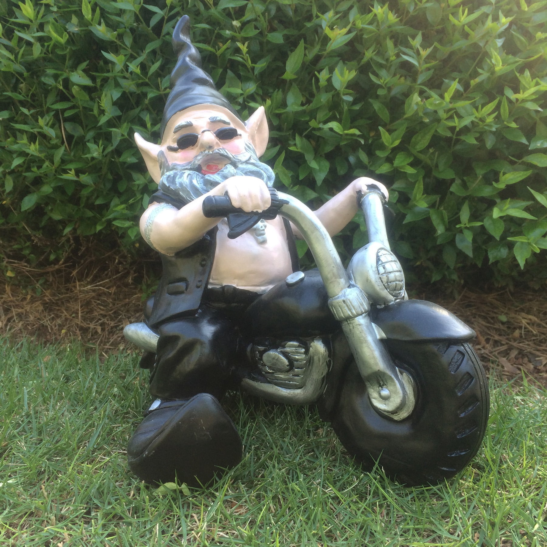 Homestyles 12"H Biker "Dude & Babe" the Biker Gnomes in Leather Motorcycle Gear Riding BLACK and TEAL Hogs Home & Garden Statue