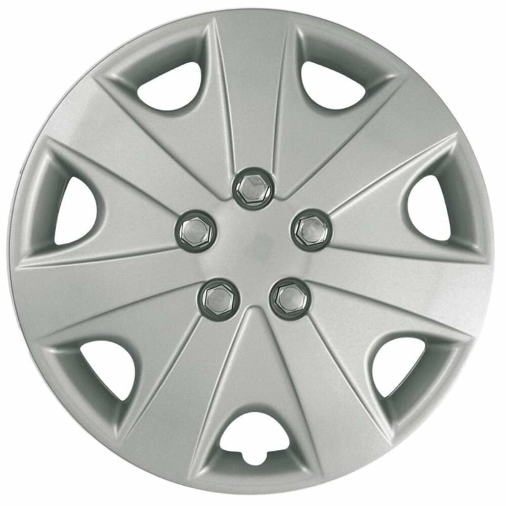 Fuel Rider Set of 4 15 inch Silver Snap-On Hubcaps With 7 Spoke Compatible With 2003-2004 Honda Accord Standard Steel Wheel Covers