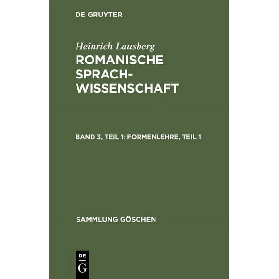 Sammlung Göschen: Formenlehre, Teil 1 (Hardcover)