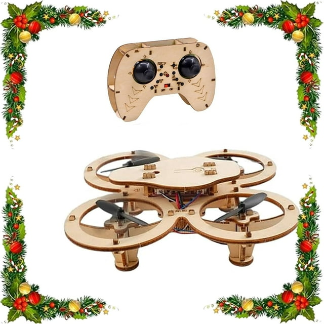 Wooden Drone Model Kit, DIY Wooden Building Blocks Flying Assembled Kit, DIY Assembly Drones with 4-Axis Flight, For Playing (1pc)