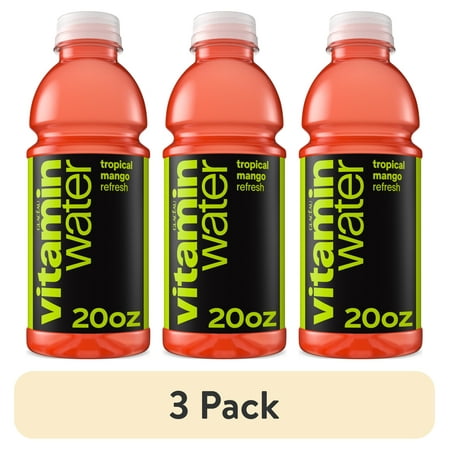 (3 pack) vitaminwater Refresh Tropical Mango Flavored Water Beverage Bottle, 20 fl oz