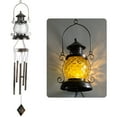 thumbnail image 4 of Campanilla de viento de luz solar tipo lámpara de aceite de piña impermeable de hierro exterior | Campana de viento musical decorativa | Acento de patio colgante del jardín | 39,37x4,92x4,33, 4 of 9
