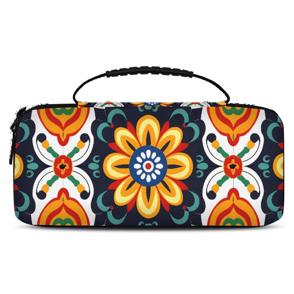 Herdesigns Mexican Art Flowers Carrying Case for Nintendo Switch 2 with 20 Game Card Slots, Portable Travel Carry Case for Accessories and Console