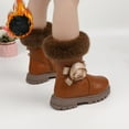 thumbnail image 4 of Coffee Girls Winter Boots With Faux Leather Upper And Plush Lining For Cold Weather Comfort, Suitable For Everyday Use, 4 of 5
