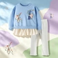 thumbnail image 2 of NIEWTR Kids 2-Piece Clothes Long Sleeve Outfits Toddler Pajamas Set 2Pcs Features Soft Round Neck Top + Stretchy Full Length Pants Cozy for 3T-6T Daily Wear(A-Light Blue,2-3 Years), 2 of 9