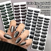Semi Cured Gel Nail Strips UV/LED Nails, Gel Nail Stickers Dark Semi Cured Gel Nail Strips, Holographic, Chrome, Nails Art Design Decoration Accessories - Color D