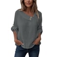 thumbnail image 6 of successthop T-Shirts for Women Summer Casual Linen Crewneck Shirts Breathable Lightweight 3/4 Sleeve Top Solid Outfits M, 6 of 9