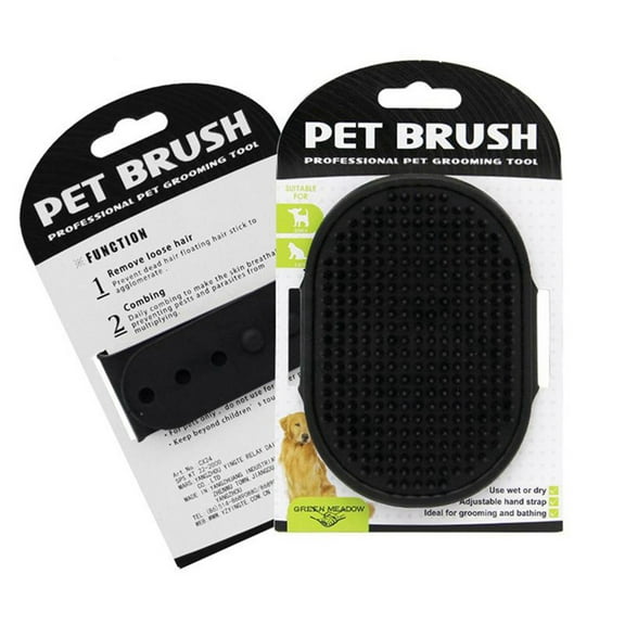 Dog Grooming Brush, Pet Shampoo Bath Brush Soothing Massage Rubber Comb with Adjustable Ring Handle for Long Short Haired Dogs and Cats