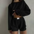 thumbnail image 2 of JIKNTTR Lounge Set For Women 2 Piece Outfits Summer Fashion Two Piece Outfits Casual Shorts Set O Neck Long Sleeve Tops And Shorts Tracksuit Sexy Summer 2 Piece Outfits, 2 of 5