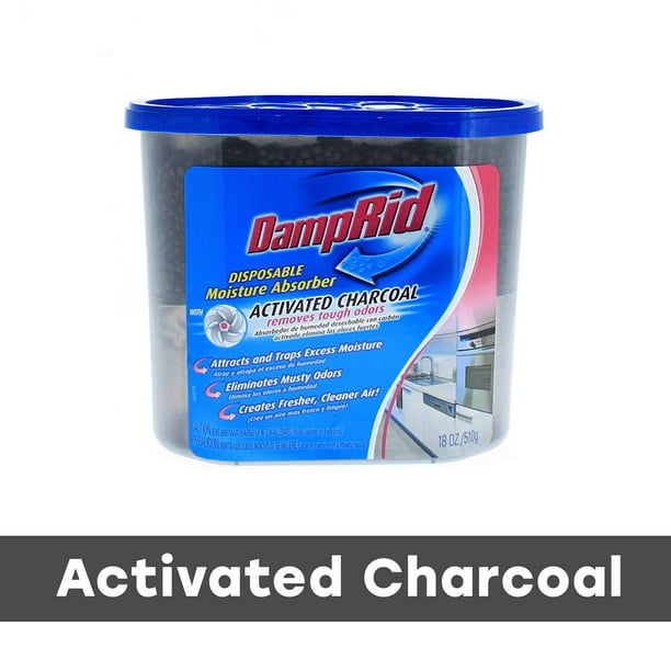 DampRid Fragrance Free Moisture Absorber Activated Charcoal, 18 oz. Tub