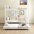 thumbnail image 4 of Twin Bunk Bed with Trundle Bunk Bed,Netrum Bump Beds for Kids with Ladder & Guardrail, Three Bed Bunk Beds for Kids Teens, White, 4 of 6