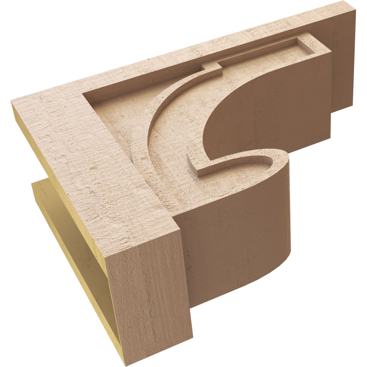 8"W x 24"D x 16"H Classic Alma Rough Cedar Woodgrain TimberThane Corbel, Primed Tan