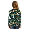 thumbnail image 2 of Xoenoiee Cat Sunflower Print Girl's Round Neck Shirts Front Tie Blouse Long Sleeve Pullover Tops Cute Graphic Sweatshirt Clothes, 9-10 Year, 2 of 7