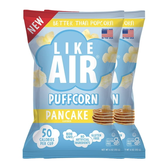 Like Air Puffcorn (Pancake) BCF26 | 2 4oz Bags | 50 Calories Per Cup | Gluten Free | Nothing Artificial