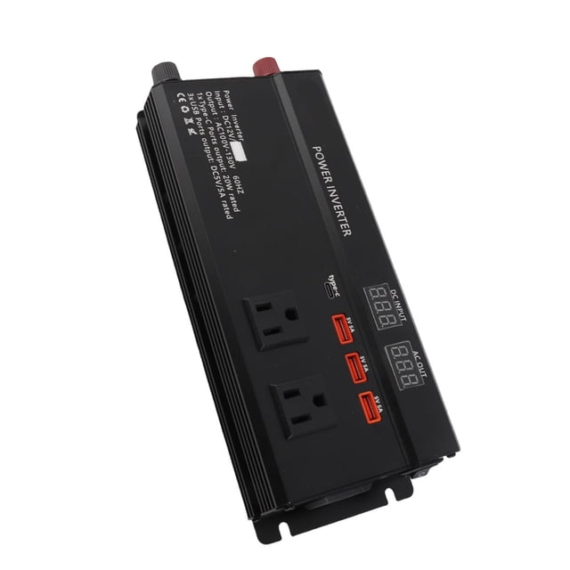 Convertidor Inversor de Corriente para Automóvil de 4000W, 12V A 110V, CircuitO de Protección Incorporado para Pantalla Lcd de Subtensión, 4 Puertos USB, Sobretensión,