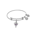 thumbnail image 1 of White Rhodium Brass Paw Print Tween Bangle Charm Bracelet 6 Inches, 1 of 1