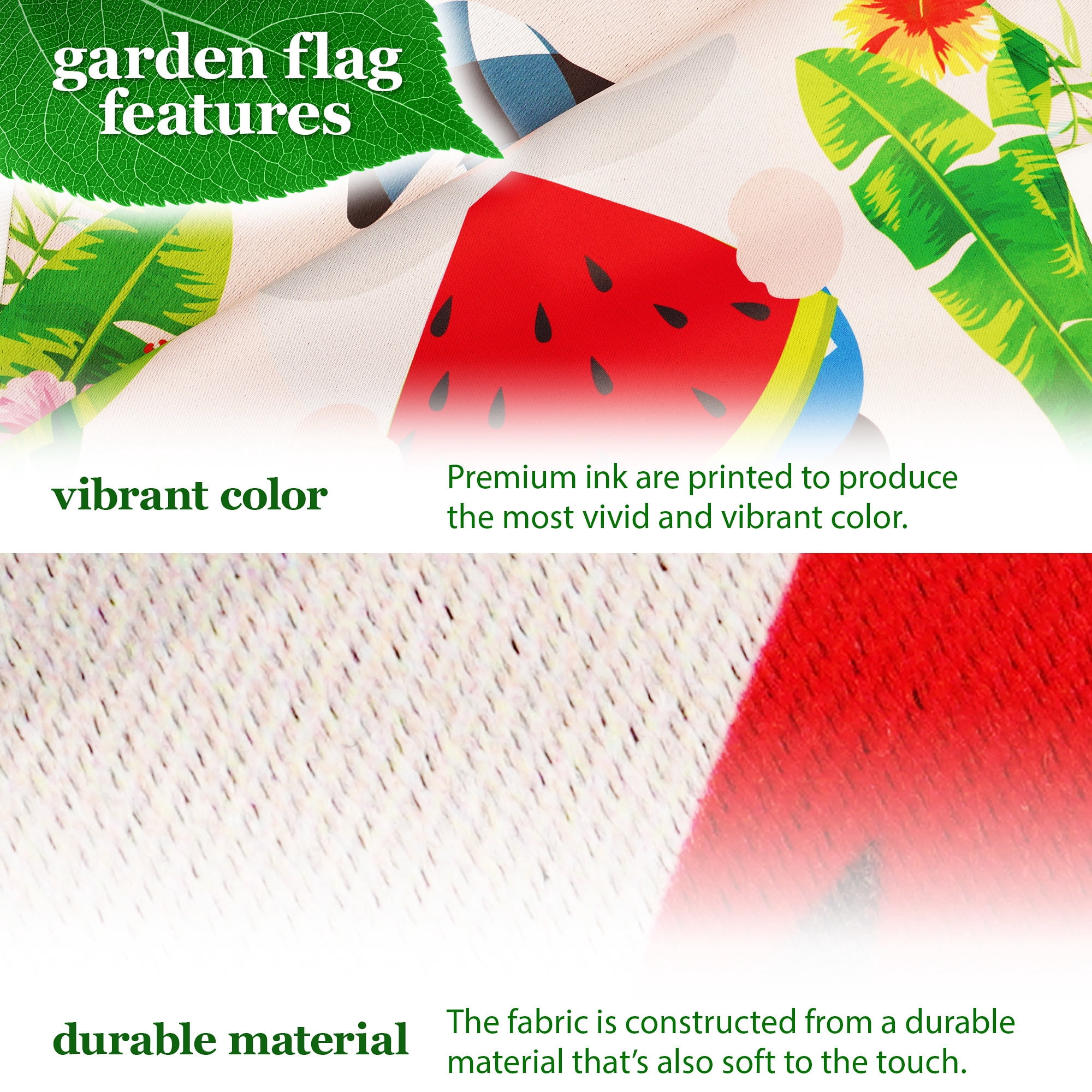 G128 Combo Pack: Garden Flag Stand Black 36 in x 16 in & Garden Flag Summer Decoration Welcome Gnome with Watermelon Slice 12"x18" Double-Sided Blockout Fabric