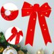 thumbnail image 4 of Corona navideña LED con lazo y luces blancas cálidas | Terciopelo rojo y cinta navideña | Decoración para puerta y árbol de Navidad, 4 of 6