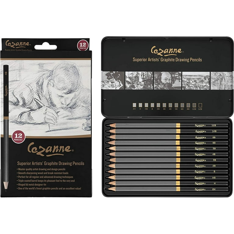 Cezanne Graphite Art Pencil Set w/ 8 inch Posing Manikin 13 Piece Set Professional Quality for Sketching and Drawing Break Resistant Leads Triple