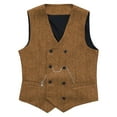 thumbnail image 3 of Donemore Men's Solid Color Sleeveless V-Neck Double Breasted Waistcoat Vest Slim Fit Casual Business Layering Styling Classic Versatile Wardrobe Essential, 3 of 6